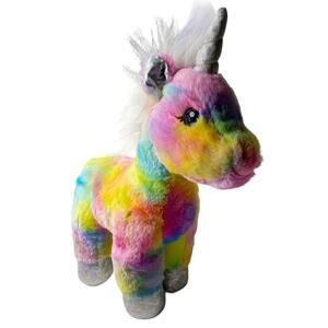 Build A Bear Unicorn Plush 16" Tie Dye Rainbow Stuffed Animal